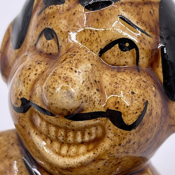 Brown Ceramic Mexican 6" Tequila Decanter Man Sitting Smiling Decorative Glazed - Picture 9 of 12